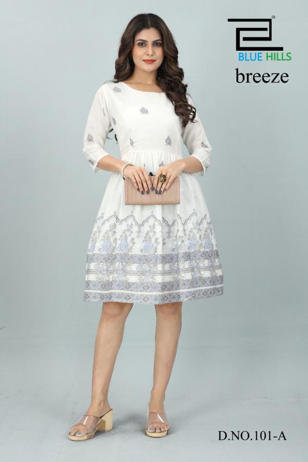 Blue Hills Breeze Cotton Designet Short Kurti Collection